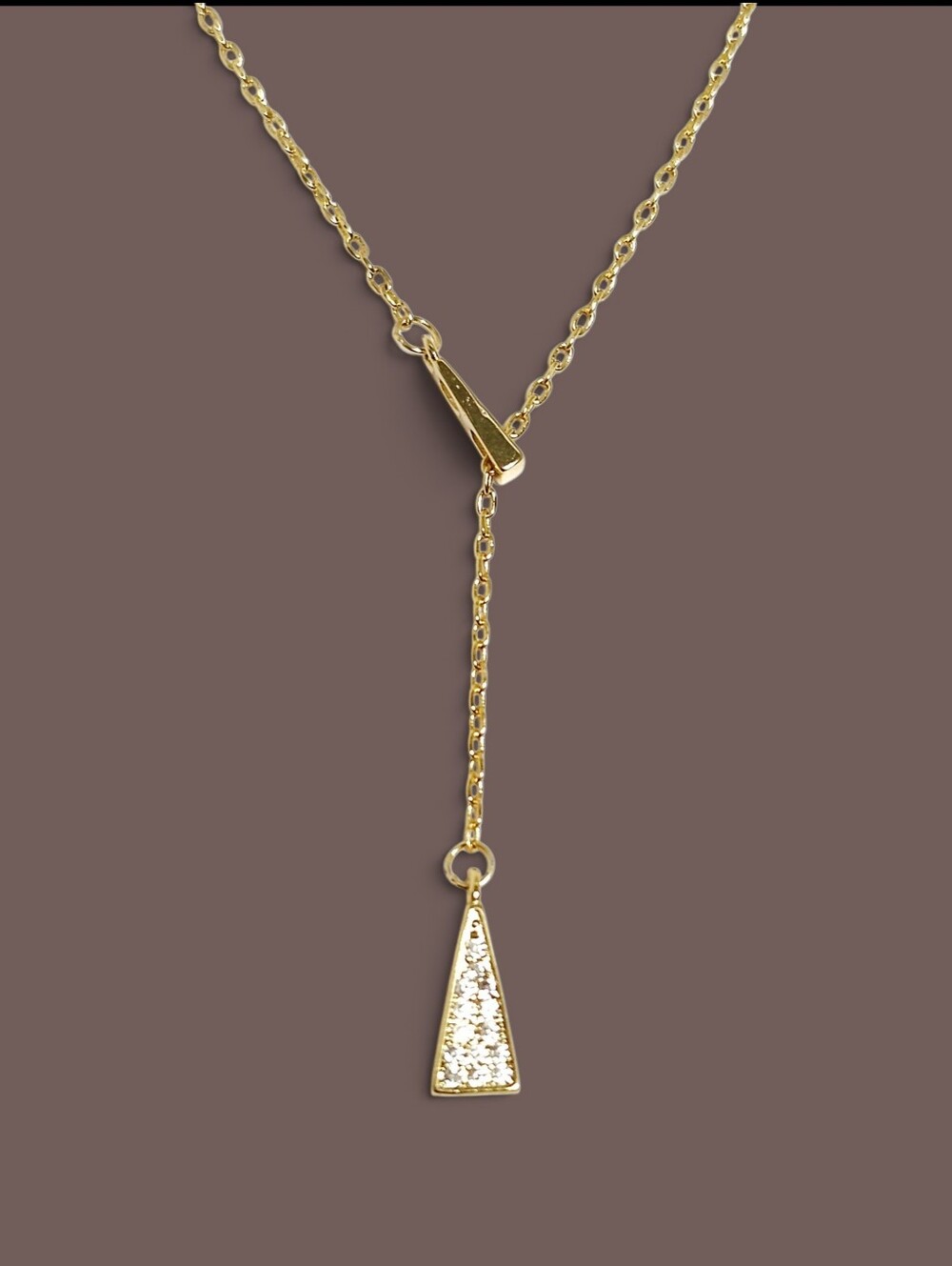 Sterling Silver Triangle Drop Pendant Lariat Necklace Adjustable